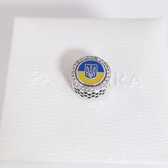 Pandora Ukraine Flag Bead Charm Bracelet Pendant S925 Silver with box - Picture 7 of 8